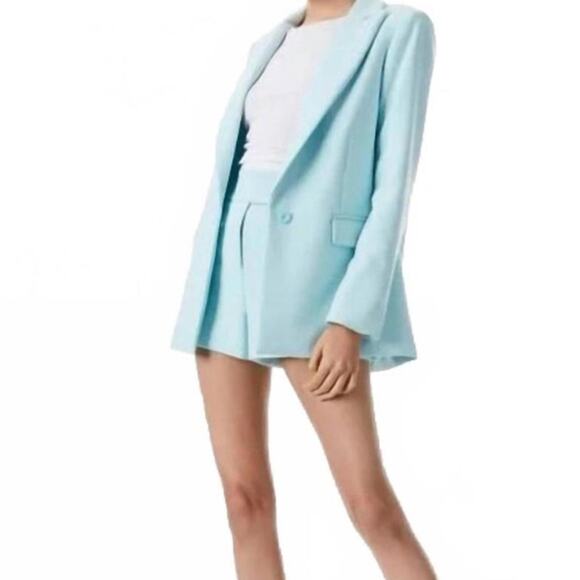 ALICE + OLIVIA Justine Roll Cuff Blazer Julep Blue Light Academia NWT 14 $550 - Picture 5 of 6